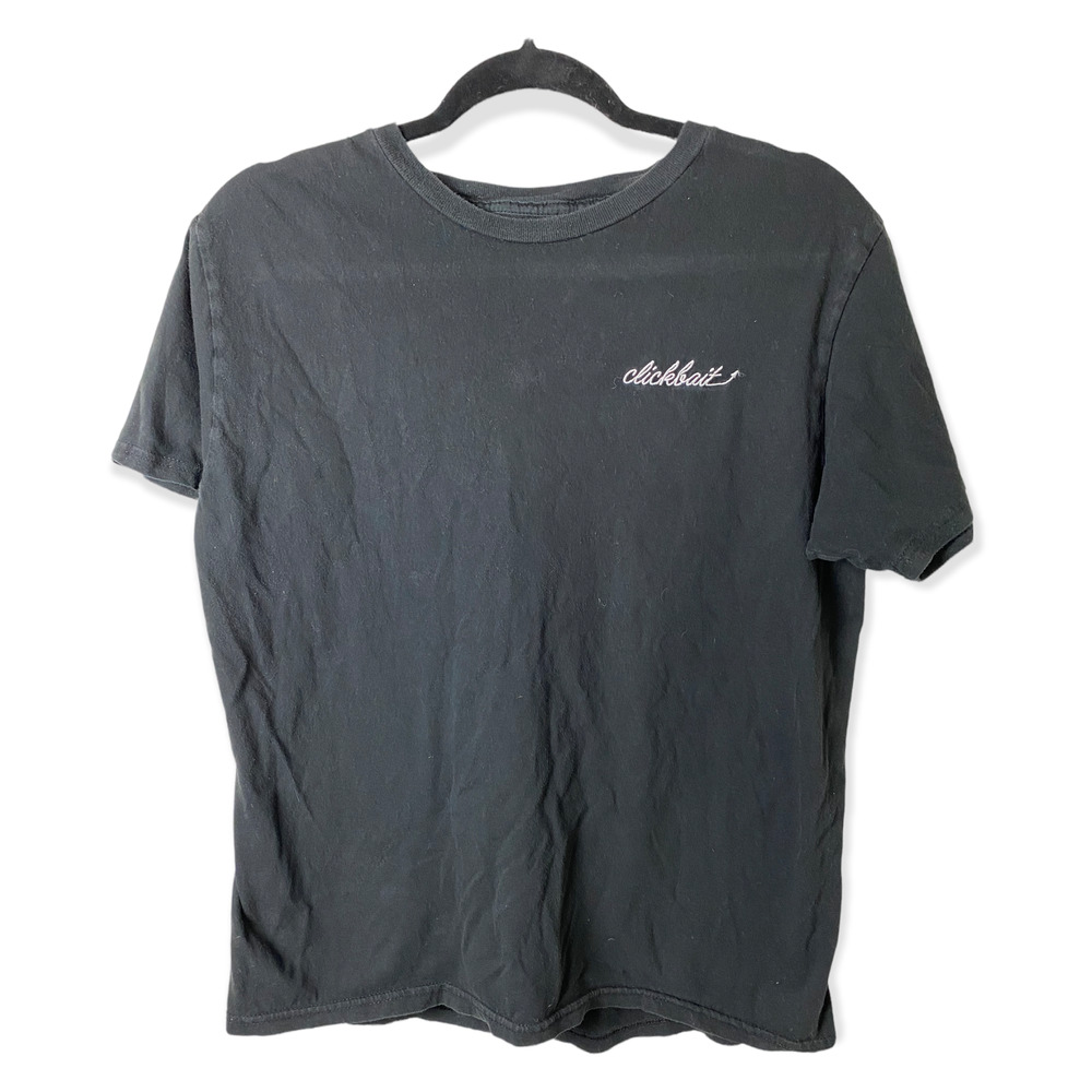 David Dobrik Clickbait Black Embroidered T-Shirt SZ L